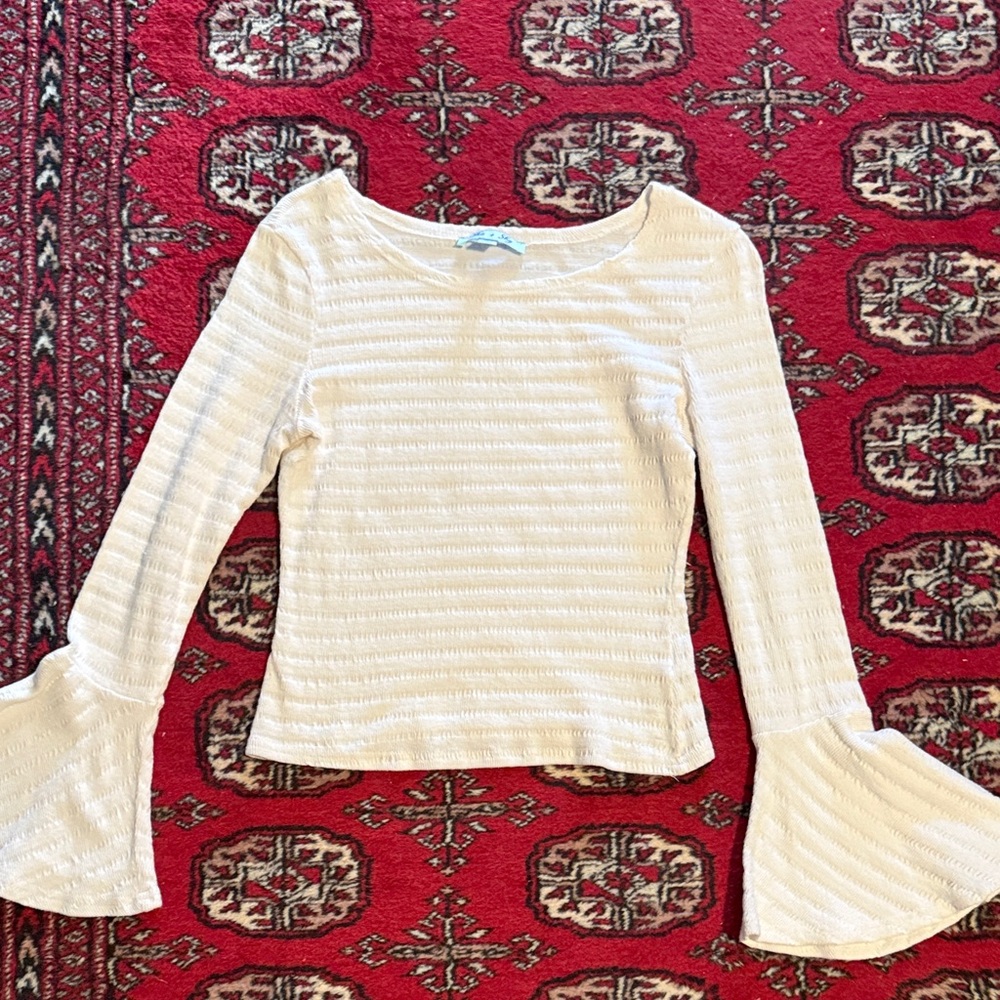 She + Sky Cream Flared Sleeve Top